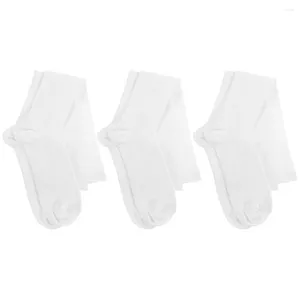 Meias masculinas 3 pares White Athletic Athletic Mens Soccer Tubo Alto Canela Cerdo