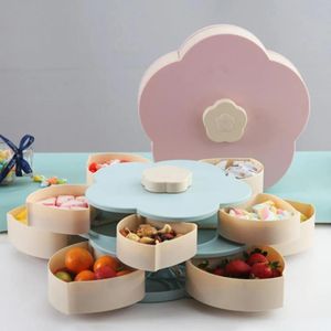 Wrap Bloom Snack Box Creative Pattern Rotating Double Fruit Bowl Double Candy Box Wedding Candy Petal Fruit Seed