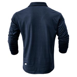 Lu homens correndo esportes camiseta de manga longa ll estilo masculino gola polo camisa treinamento roupas de fitness treinamento elástico ll2336