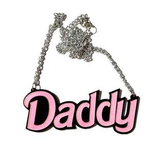 Dad Pendant Necklace Pink Glitter Statement Necklace for Women Acrylic Fashion Jewelry Girl's Accessories283r