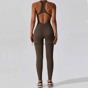 Yoga outfit gymkläder träning set fitness bodysuit siamese sportkläder kvinnliga träning jumpsuit smörig mjuk ett stycke play-yoga suga231221