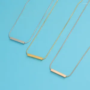 Pendant Necklaces 2Pcs/Lot Stainless Steel Hollow Rectangular Septum Necklace Jewelry For Birthday Gift Woman Girl