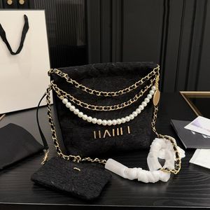 Gold Coin Emblem Women Binding Shoulder Bag Pearl Chain Embroidered Alphabet Luxury Handbag Gold Hardware Crossbody Designer Bag With Coin Purse suitcase 20 29CM