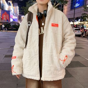 남성용 겨울을위한 90 화이트 오리 다운 재킷 뉴 아메리칸 스타일 두꺼운 따뜻한 스탠딩 칼라 양고기 자켓, 남자의 트렌디 한 브랜드