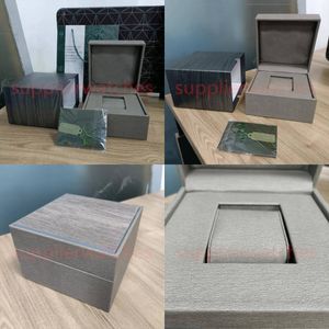 Luxury AP Designer Grey square Watches Box Cases Wood Leather Material Certificate Bag Booklet Full Set Of Men's And Women's Watch Accessories Box 15710 hot Factory Box