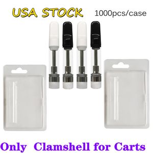 Clamshell Packaging for 510 Vape Cartridges 1ml 0.5ml 1ml Atomizer PVC Blister Retail Packaging for Oil Cartridge Vaporizer Carts USA STOCK Empty 1000pcs/case