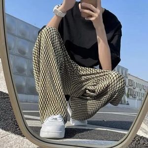 Byxor streetwear wide ben pläd byxor för män vintage baggy byxor harajuku modemens kläder takkläder skola skateboard byxor nya