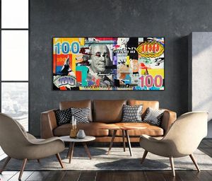 Dollari americani Graffiti Art Canvas Painting Modern Popular Burning Money Wall Art Poster e stampa immagine per la decorazione della parete di casa5608390