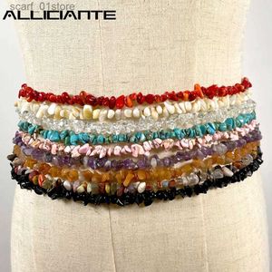 Waist Chain Belts Boho Colorful Natural Stone Beaded Waist Chain Handmade Irregular Bead Rope Bikini Beach Bo Jewelry Ladies Sexy Belly ChainL231221