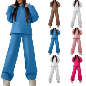 Conjuntos de calças de duas peças femininas para mulher 2 peças hoodies moletom manga longa com capuz combinando joggers sweatpants agasalho smoking