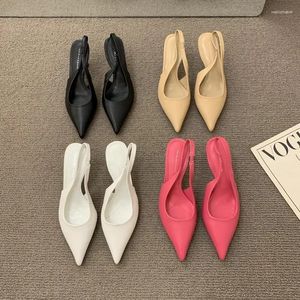 Dress Shoes Fashion Women Sandals Party Pumps Thin High Heels Elastic Band Black White Beige Rose Summer Ladie 35-40