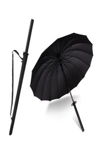 Paraplyer Brand Men Long hanterar japanska samurai paraply Stylish Black Ninja Sword Katana Stor vindtät YS014948392