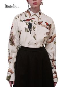 Koszula 2022 Autumn Women Wonderful Bird On Brande Print Shirt