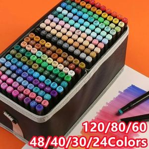 120806048403024Colors Marker Copy Sketch Alcoholic Double Head Drawing Pen Art Supplies 231220