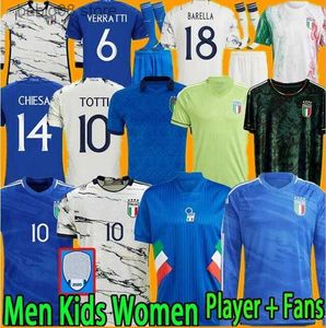 Fan tops Tees 2023 Bonucci Italia Maglie da calcio 2024 23 24 Italia Jorginho Insigne Verratti Men Kit Kit Chiesa Barella Finals Chiellini Pellegrini Immobile Footba