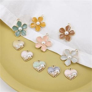 Kolczyki Dangle 6pcs Korean Flower Famel Front For Women Pearl Love Oświadczenie Wisior DIY Ear Jewelry Akcesoria