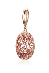 Rosévergoldete Klee-Hohlkugel-Charms für Mädchen, 925er-Sterlingsilber, Charm-Anhänger, Schmuck, Geschenke67281527056014