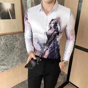 Erkekler Sıradan Gömlekler Siyah/Beyaz Gömlek Erkekler Maçlar Sonbahar Uzun Kollu Giyim için Kore