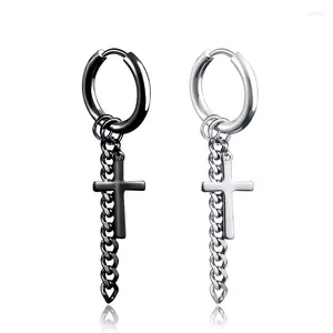 Dangle Earrings 1pc Simple Cross Chain For Men Women Minimalist Stainless Steel Drop Small Hoop Metal Ear Jewelry Anti Allergy