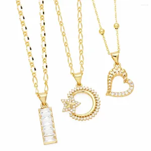 Pendant Necklaces Mini Clear Crystal Bar Necklace For Women Copper Gold Plated Heart Small CZ Jewelry Party Gifts Nkew17