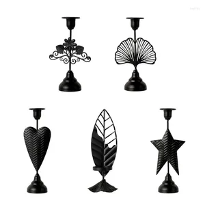 Candle Holders Geometric Metal Iron Candlestick European Styles Vintage Pillar Holder Stand Table Decor Centerpiece Props