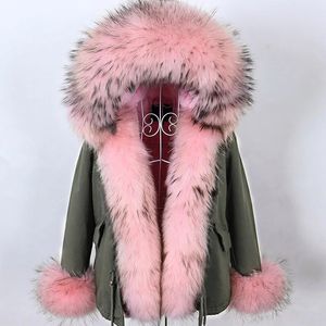 Maomaokong Fur Parka Winter Women Женская куртка с Fox Fur Women Parkas Real Fur Coat Натуральный еновый еновый меховой воротник теплый 231221