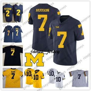 Jam NCAA Michigan Woerines 2021 Football Jersey #25 Hassan Haskins 9 J.J. McCarthy 83 Erick All 14 Roman Wilso Navy White Pink Yellow Men Women