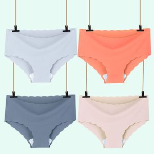 Women's Panties Set Silk Satin Seamless Underwear Lovely Wavy Edge Briefs Skin-Friendly Lingerie Cozy Underpants