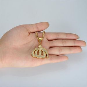 Shiny CZ Islam Anhänger Halskette Frauen Edelstahl Muslim Collier für Männer Frauen religiöse Schmuck Geschenkketten 2768