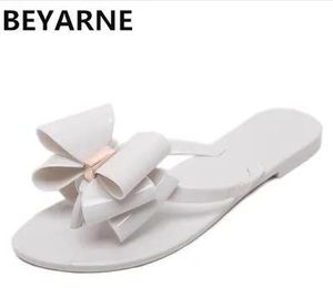 Flops Beyarne Korean Style Fashion Woman Jelly Beach Sandals Lady Flip Flops Flat Rain Slides Bowtie Women Summer Slippers Shoes 3641