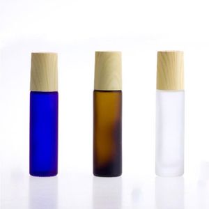 Gospeto preto claro âmbar azul 10 ml garrafas de perfume de rolos de metal para óleos essenciais rolando 1 3 oz de frascos de perfume de vidro RAJRC