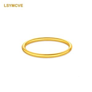 Wedding Rings Gold Ring Pure Gold Plain Circle Hand Decoration 3D Hard Gold Ring Tail Ring Girlfriend Friends Parents Birthday Gift 999 GOLD 231222