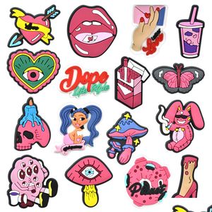 Acessórios para peças de sapatos Garota Halloween Pink Charms Wholesale Memórias de Infância Funny Gift Cartoon PVC Decoração de fivela de borracha macia OT1B6