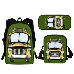 School Bags Cartoon Bus Design Student Backpack Cute Boys Girls Children Fashion Zipper Bookbags Large Capacity Travel Computer Bag