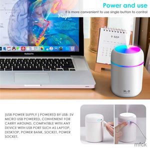 Luftfuktare USB Cool Mist Sprayer Portable 300 ml Elektrisk luftfuktare Aromolja Diffusor med färgglad nattljus för hemmabil