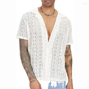 Herren lässige Hemden Spitze Hollow Durchsicht Hemd Herren des Tages florale button hawaiian tops schenken Männer Kleidung