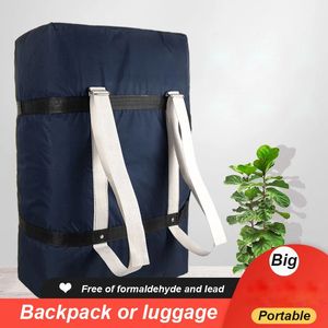 Stor kapacitet vikbar bagagepåsa Pack Portable Strong Travel Påsar Tjock Oxford Tyg Duffle Folding vandring ryggsäck män 231221