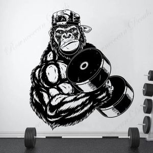 Klistermärken gorilla bodybuilder gym fitness väggdekaler visar stark styrka klistermärke vinyl heminredning interiör design väggmålning avtagbar 4663 210