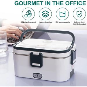 1.2L 1.8L Electric Lunch Box Meal Pot Stainless Steel Portable Lunchbox Thermal Car Food Heated Camping Bento for Women Kids Bag 231221