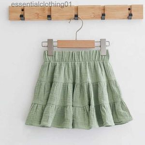 Skirts 100% Cotton Girls Ruffle Skirt 2022 Summer New Toddler Baby Girl Casual Solid Sweet And Cute Children's Mini Skirts TZ69 L231222