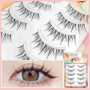 False Eyelashes 5pairs Natural Thin Band Hand Made Short Lighter Eyelash Cosplay Korean Fashion Wispy Extension Makeup Tools