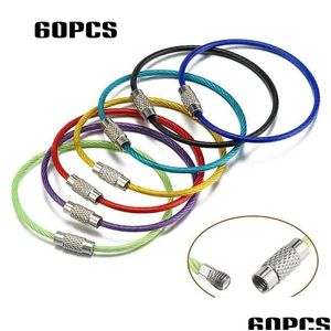 Professionella handverktygssatser 20/40/60 PCS Creative Color Steel Wire Lock PVC Wrapped Metal Key Ring Flexible Tag Loop 1.5 150mm Drop de DHSVR