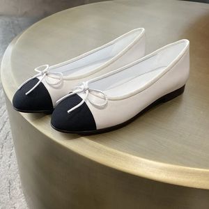 Orijinal deri süslenmiş bowtie slip-on bale daireler loafers yuvarlak ayak ayak parmakları düz topuk elbise ayakkabı sıradan ayakkabılar kadın lüks tasarımcılar fabrika ayakkabıları kutu