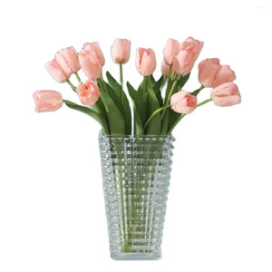 Decorative Flowers 15pcs 34cm PU Real Touch Tulip Artificial Flower Bouquet For Wedding Christmas Year Party Home Garden Decor Fake