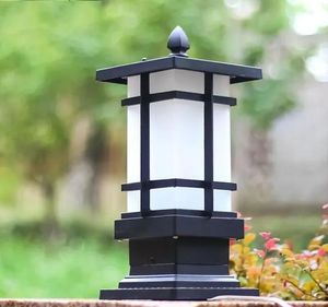 Luzes Matte Black Outdoor Luzes do pilar, lâmpada de gramado LED, passarela à prova d'água E27 Bulbo Patio Garden Yard Post Lamp LLFA