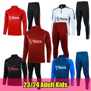 23 24 Mun Soccer Training Suit Half-Zip Football Tracksuit Long Sleeves Jersey Kit Uniform Adult Kids Futbol Jacket Set 2023 2024 Outdoor Jogging Sportwear