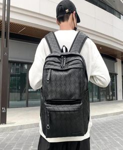 SAC A DOS 2021 Luxury Big Backpack Black School Waterproof Bag Pack Trendy Woven Light Pu Leather Rucksacks Mens Laptop Bags9978346