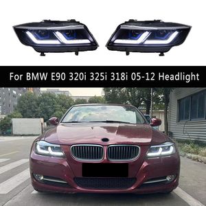 BMW E90 320i 325i 325I 05-12 LED Far Düzeneği DRL Gündüz Çalışma Işık Yüksek Beam Angel Göz Projektör Lens Salonu Dönüş Sinyali