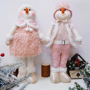 Dekorasyonlar Pembe Kardan Adam Peluş Bebekler Doldurulmuş Oyuncak Noel Dekorasyon Festivali Çocuklar İçin Doğum Günü Yılı Navidad Ev Süsleri 211018