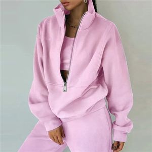 2 قطعة مجموعات النساء سميكة التتبع الخريف شتاء هوديز دافئة أعلى بانت بدلات Sweatshirtts الركض بانت ملابس البانغات 231222